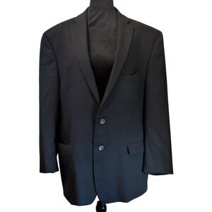 Calvin Klein Mens 48R Black Wool Blend Suit Jacket Blazer 2 Button Modern
